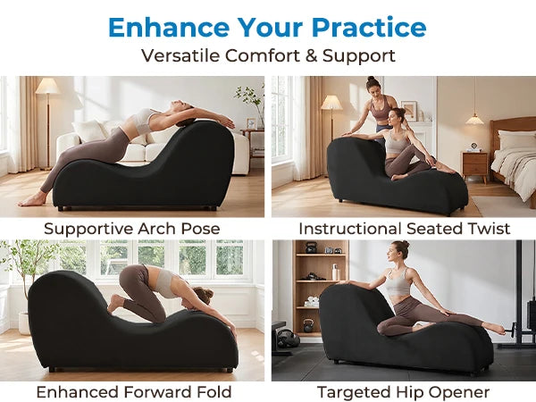 Velvet S-Shaped Yoga Chair for Adults, Modern Curved Chaise Lounge Chair for Exercise Stretching, Indoor Relaxation Yoga Chaise Lounge for Living Room