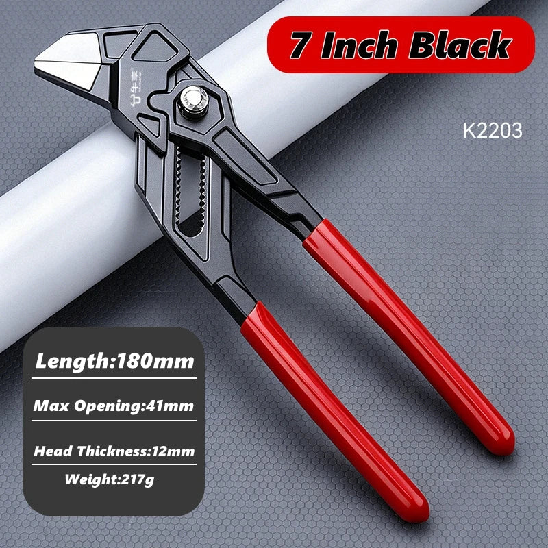 Adjustable Pipe Pliers Quick Adjust Water Pump Wrench Self Locking Plumbing Tool for Household DIY Faucet Manual Clamping