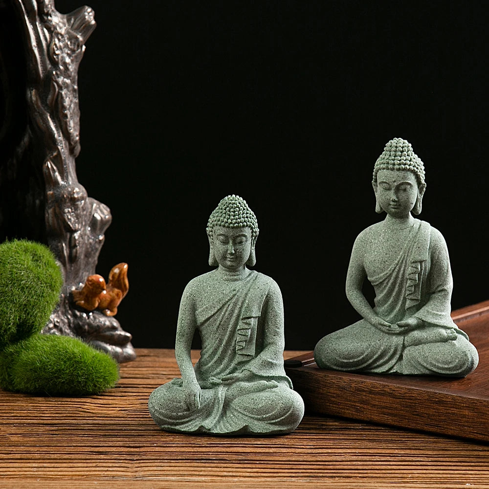 Buddha Statue Fish Tank Decoration Mini Buddhism Figurine Desk Topper Tablescape Decor Home Zen Statue Living Room Decoration