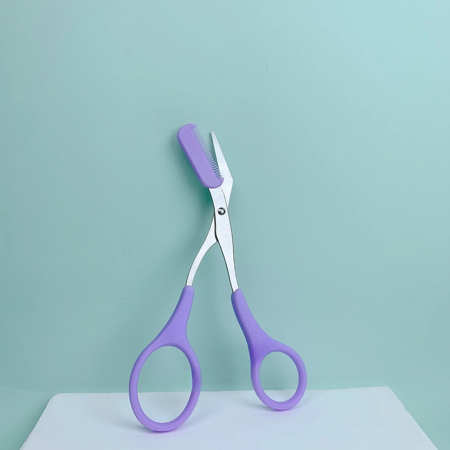 1 Pcs Pink Eyebrow Trimming Scissors with Built-in Comb - Stainless Steel, Precise Grooming Tool, Creating Perfect Eyebrows