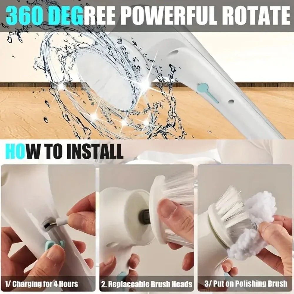 Handheld Electric Spin Scrubber - Cordless Power Cleaning Brush, Heavy-Duty for Kitchen Grease, Bathroom Grout & Tile Cleaning