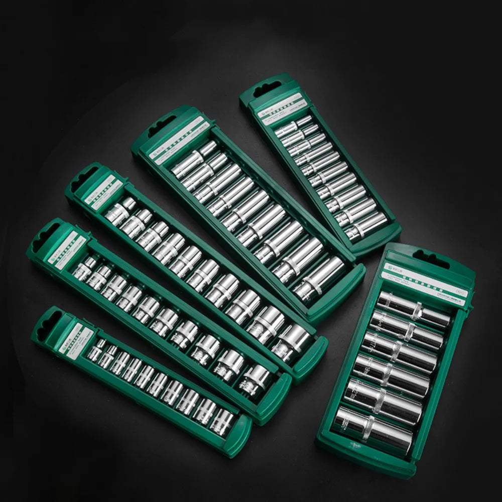 New 1/4" 3/8" 1/2" Wrench Storage Box ABS Plastic Green Socket Organizer Box Socket Wrenchs Holder Socket Storage Tool 6Sizes