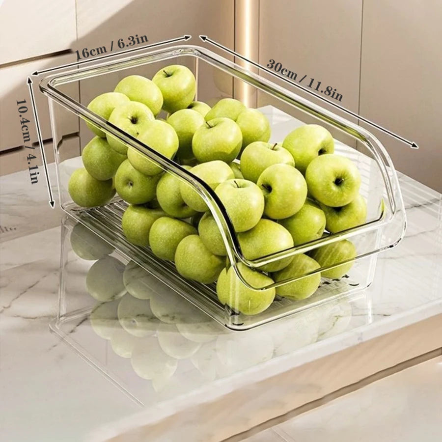 Clear Fridge Organizer, Refrigerator Organizer Bins with Handle, Freezer, Kitchen Cabinet, Pantry Organization, Fridge Organizer