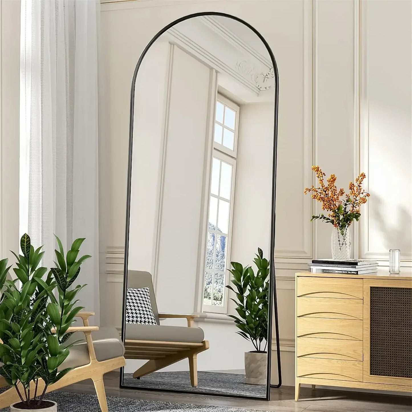 Full Length Mirror, 71"x28" Floor Mirror, Arched Floor Standing Freestanding Arch Full Body Mirrors with Stand for Bedroom