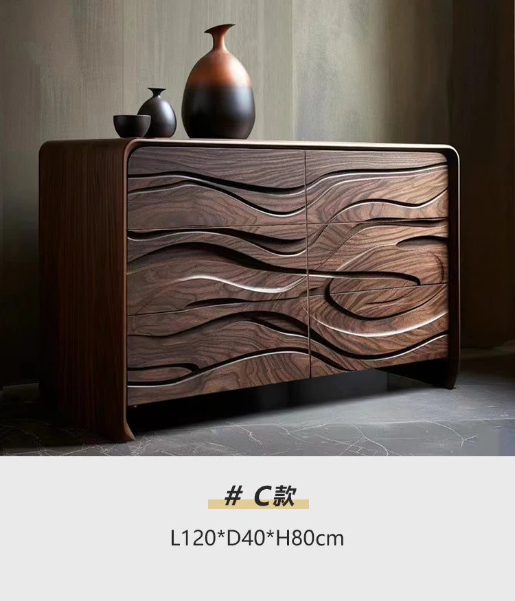 hh Medieval solid wood porch cabinet designer creative locker walnut high-end side cabinet