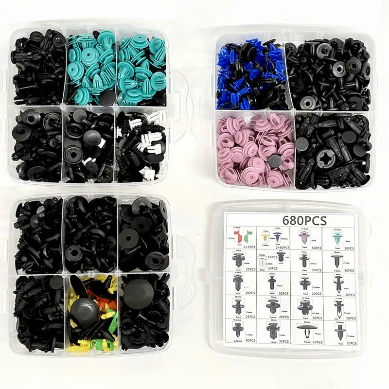 800Pcs-100pcs Car Plastic Retainer Clips Set Auto Fender Push Pin Rivet Door Trim Panel Retainer Car Bumper Fasteners Clips Tool