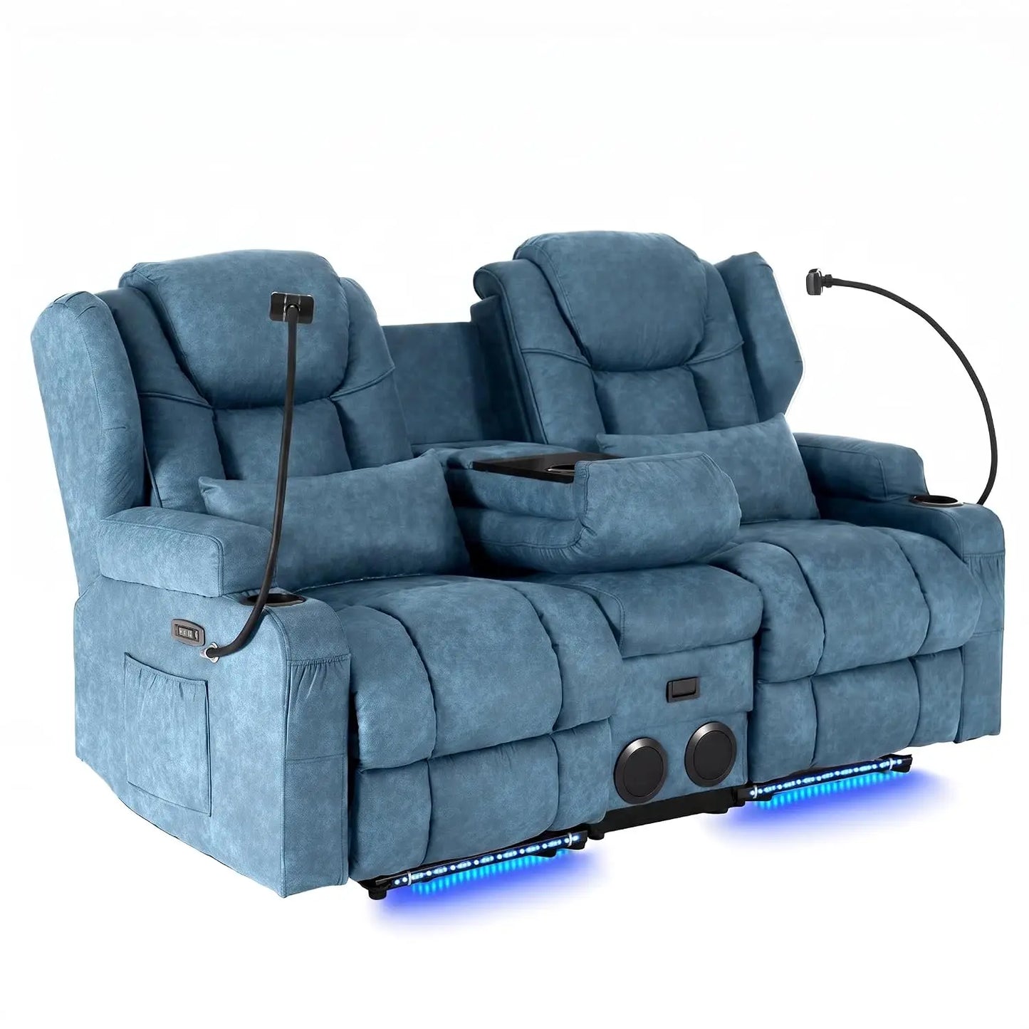 Power Recliner Loveseat for Living Room, Loveseat Sofa with Center Console, USB Type-C Port, PU Leather Chair with, Customized