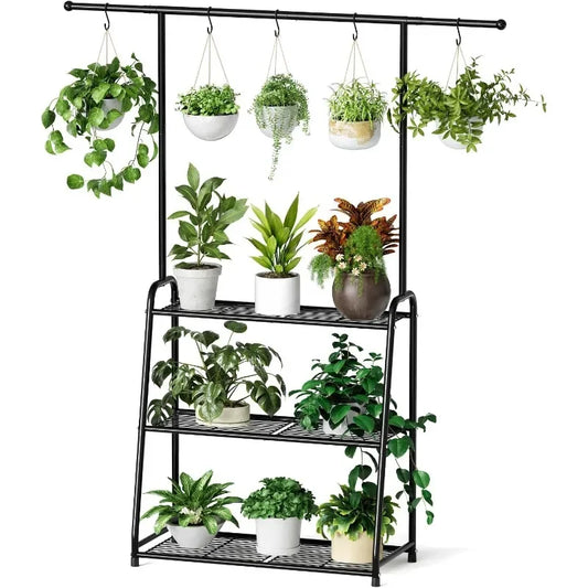 3-Tier Metal Plant Stand for Indoor and Outdoor Use