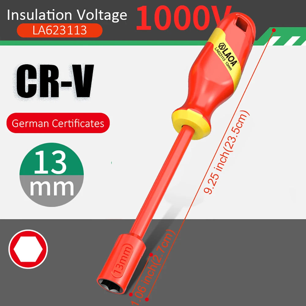 LAOA Insulated Socket Screwdriver Multifunctional Hexagonal Socket Wrench Driver Electrician Specific Withstand 1000V