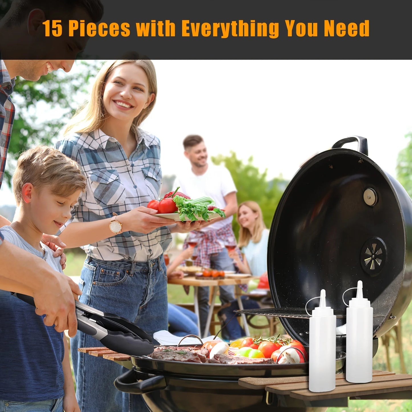 15-Piece Flat Top Grill Tool Set for Blackstone Camping