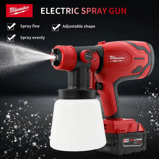 Milwaukee 18V Battery Cordless Electric Spray Gun - Powerful Paint Sprayer for Auto Furniture Steel Coating Airbrush Tool