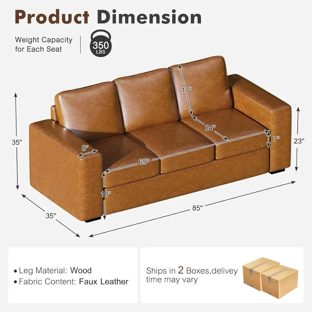 Modern Faux Leather Sofa For Living Room And Office