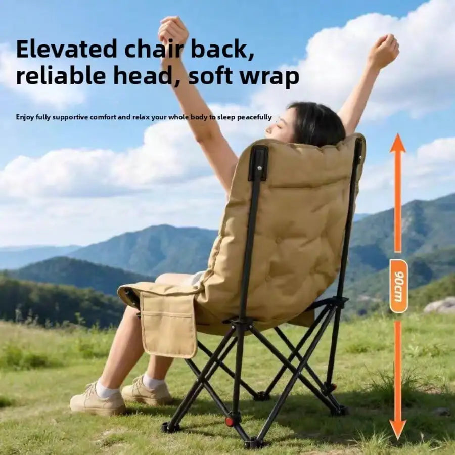 Outdoor Folding Chair, Camping Essential Chair, Folding Stool, Adjustable Angle, Padded, Extremely Comfortable, Garden Leisure Chair, Sand Difficult Chair,