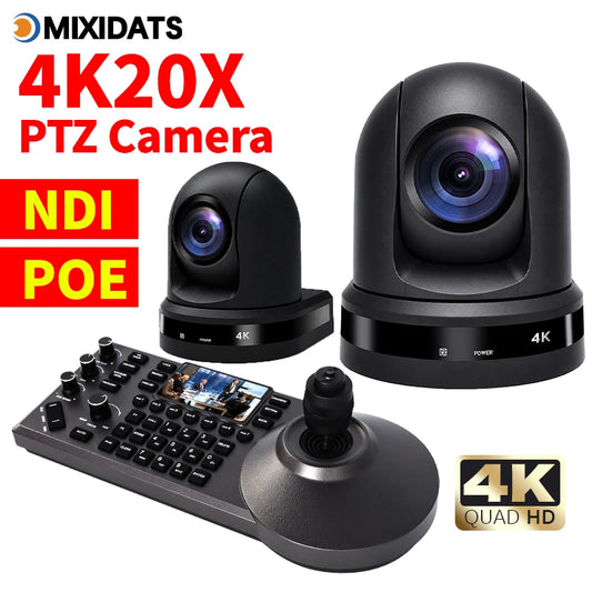 4K NDI PTZ Camera 1-10pcs 20X Zoom Video Conference Camera for Church Business Meeting Optional 1 Controller Keyboard Kit