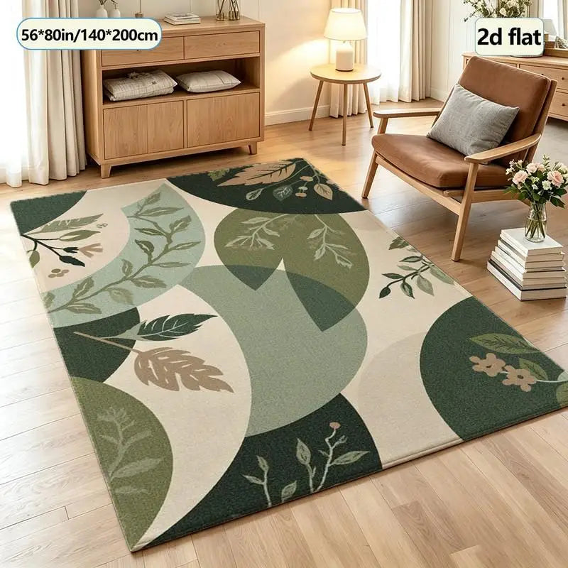 Elegant Boho Leaf Botanical Rug For Contemporary Indoor Spaces