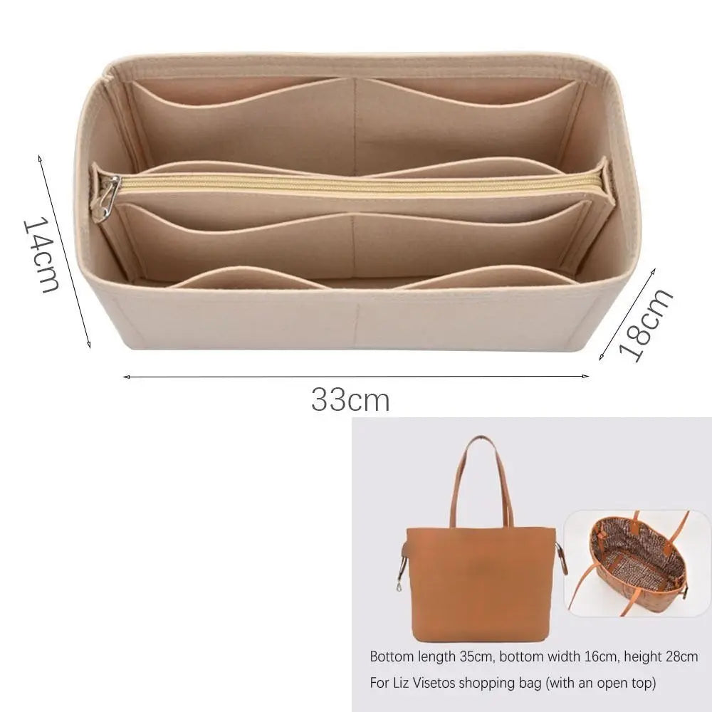 Felt Bag Insert Liner Lightweight Organizer Pouch For Handbags