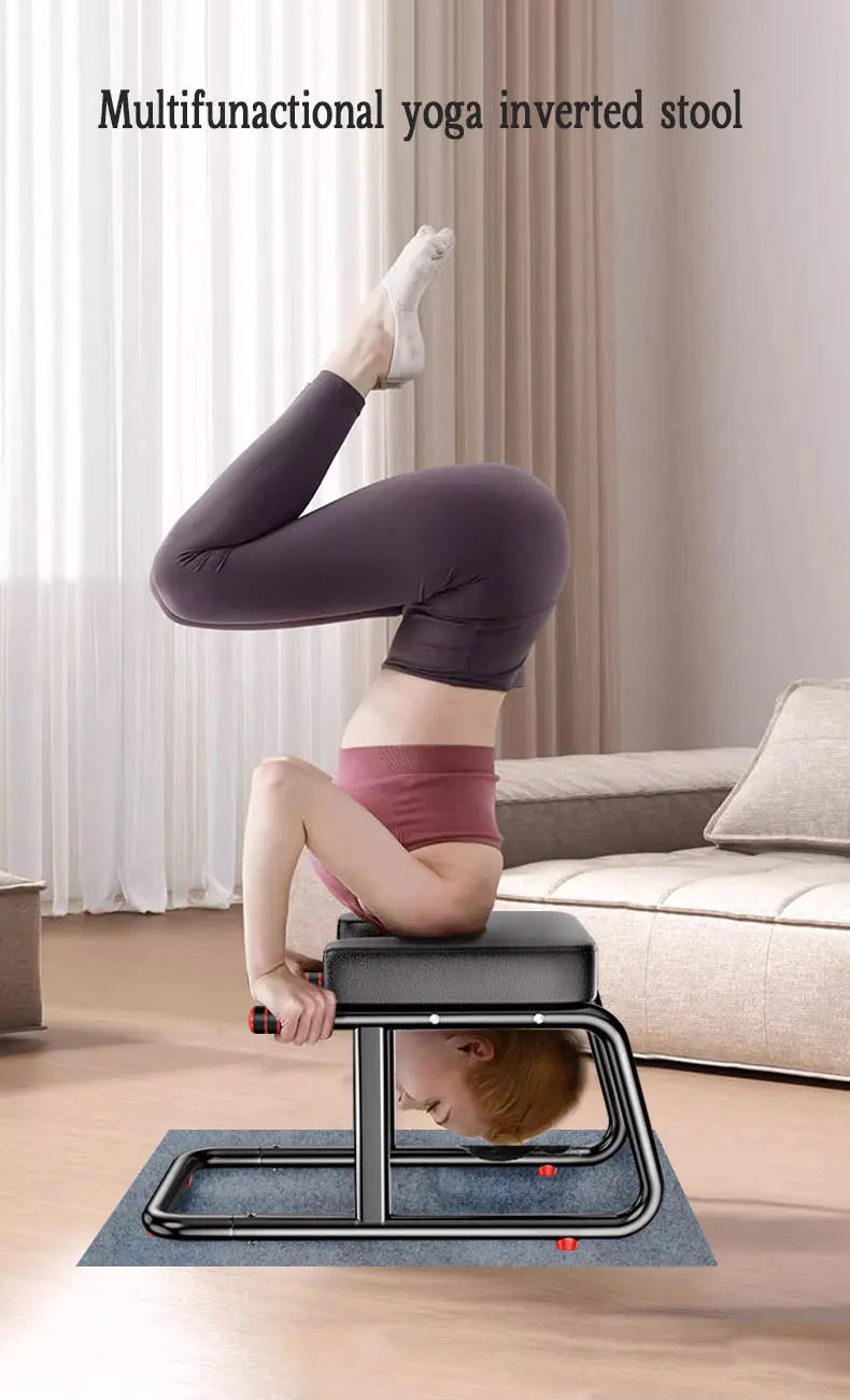 Home multifunctional inverted stool, double armrest yoga headrest bench, vertical yoga chair for balance training