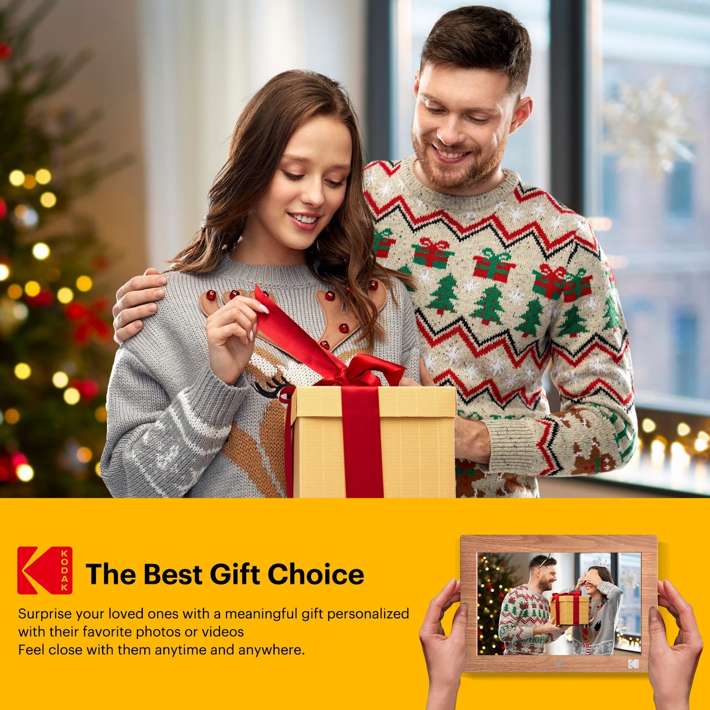 Kodak 10.1 Inch Electronic Picture Frame HD 1280*800 Display with Remote Music Video Player Calendar Clock for Room Decor