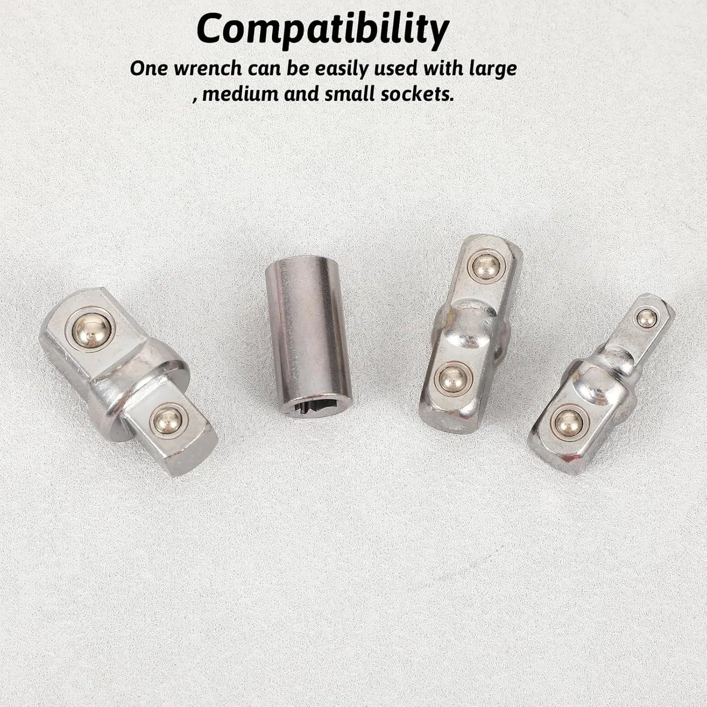 4PCS 1/2 1/4 3/8 Square Drive Adapters External Square Internal Hexagonal Connector Ratcheting Wrench Squares Head Sockets