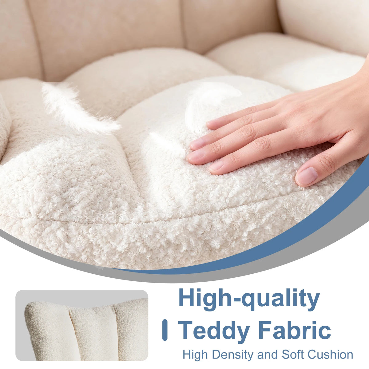 MCQ Teddy Fleece Ergonomic Office Chair Metal Frame Soft Cushion Lumbar Support High Backrest Heavy Capacity For Office