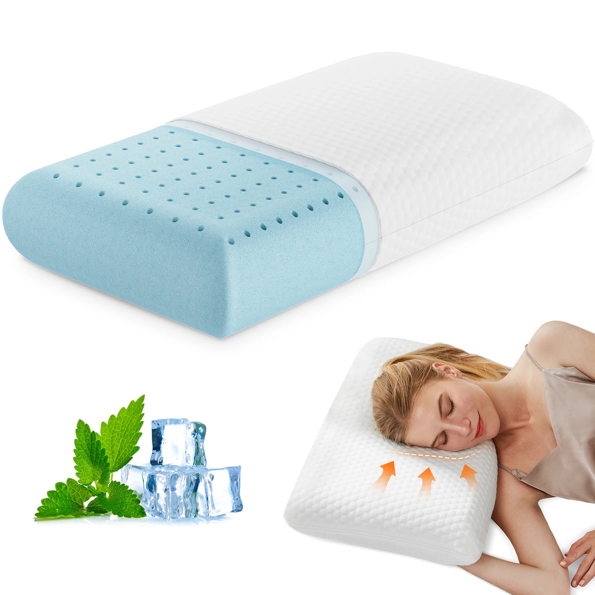 Premium Cooling Memory Foam Pillow With Washable Cover