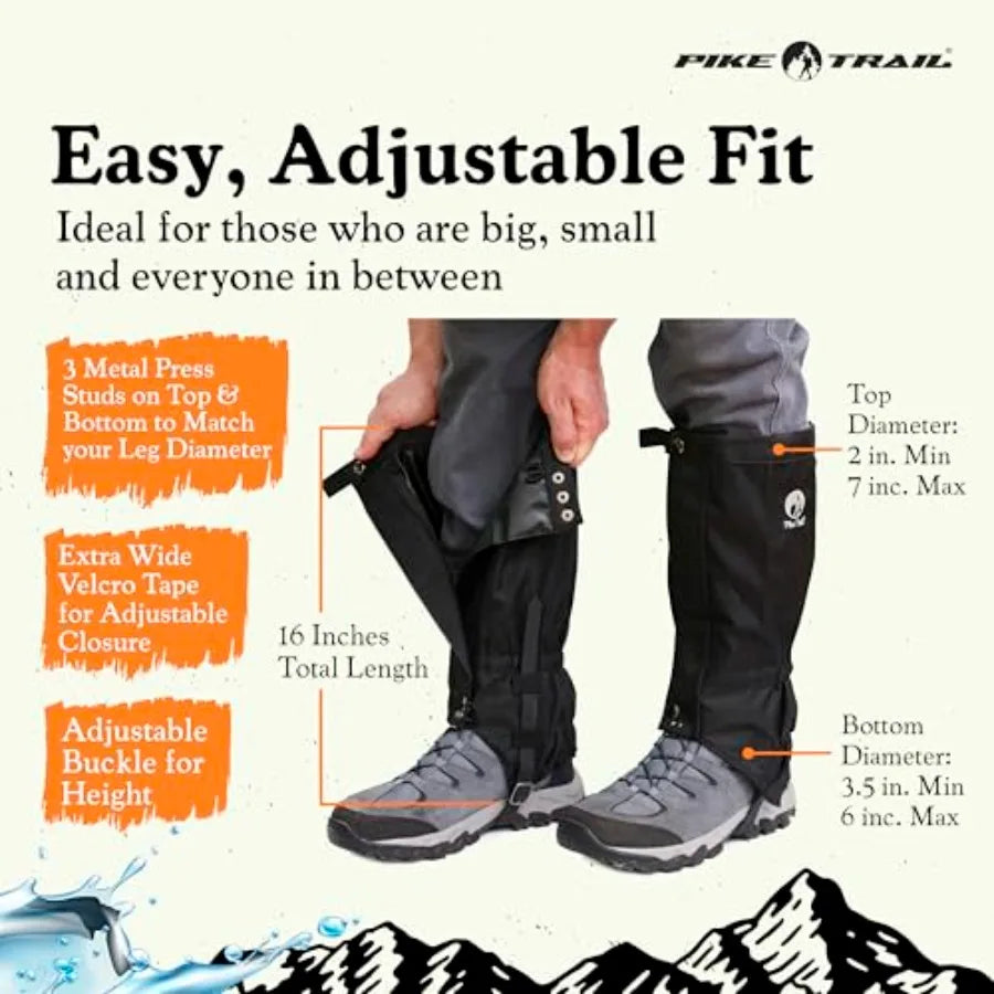 Adjustable Leg Gaiters - Lightweight, Waterproof - Leg Guards for Men and Women - Hiking Essentials Ideal for Hunting, Trekking
