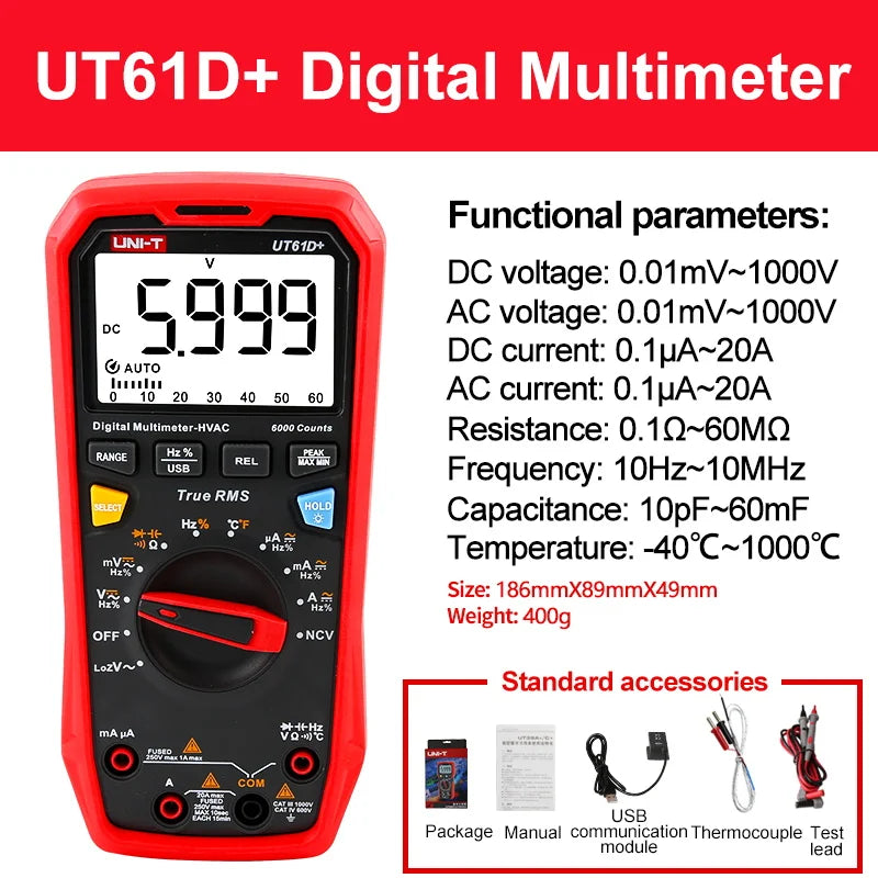 Uni T Professional Digital Multimeter UT61 Series 1000V