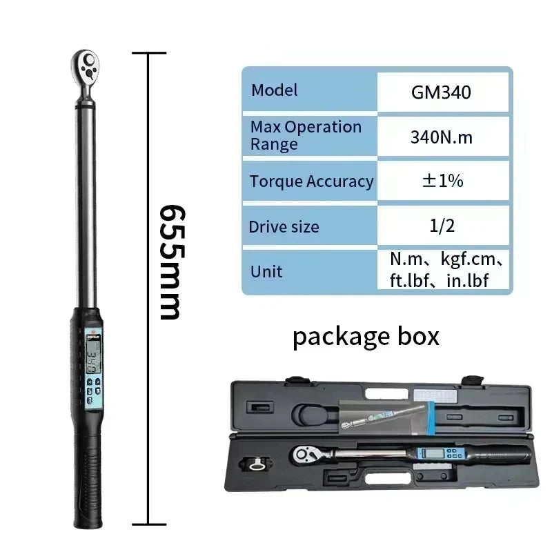 GOYOJO Digital Torque Wrench 3/8" 1/2" Drive 2% Torque Accuracy Electric Torque Wrench with 3 Adjustable Modes for Car Care
