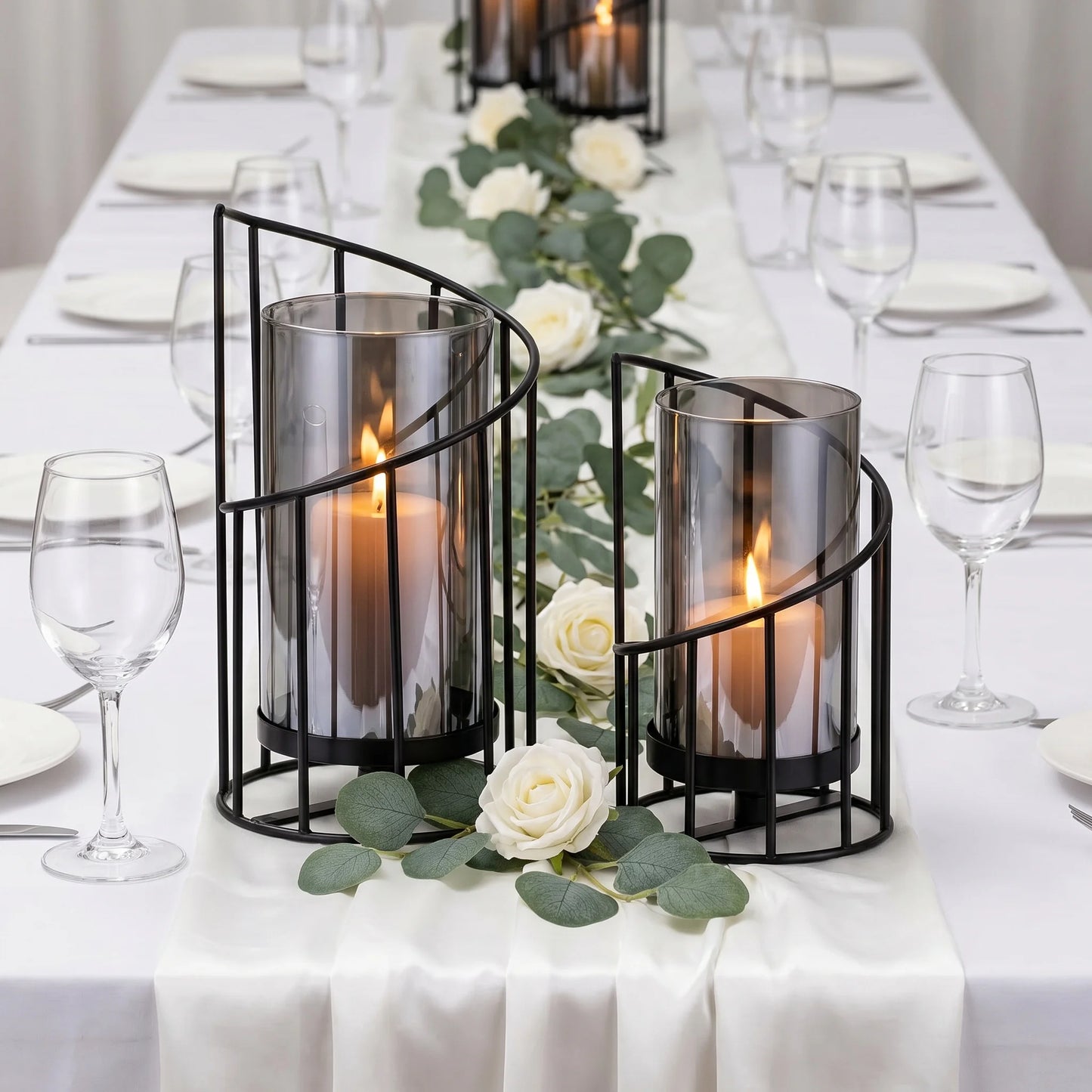 Stunning Spiral Glass Hurricane Candle Holder For Wedding Centerpieces