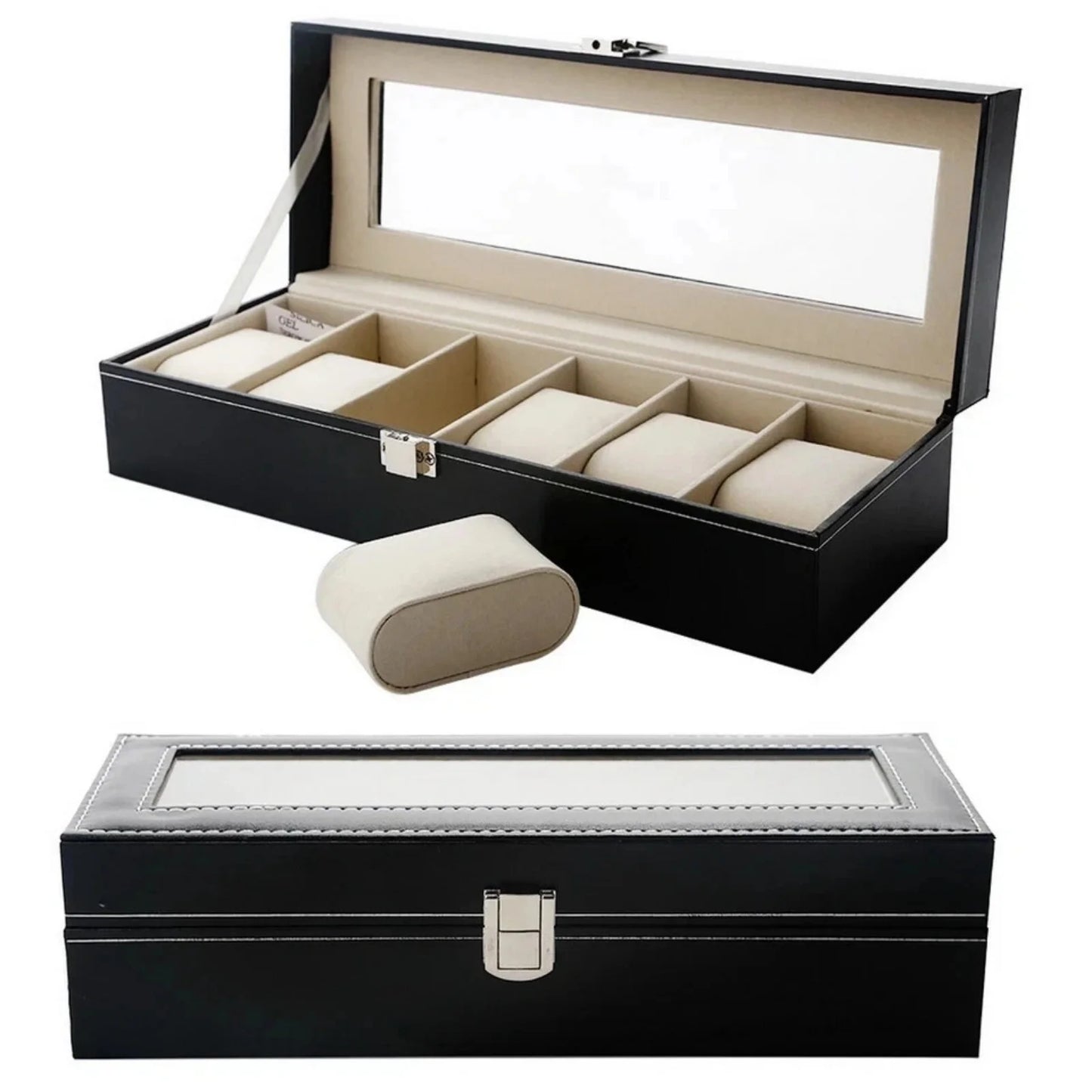 6 Slots Watch Box PU Leather Watch Case Jewelry Storage Watch Display Case Gift