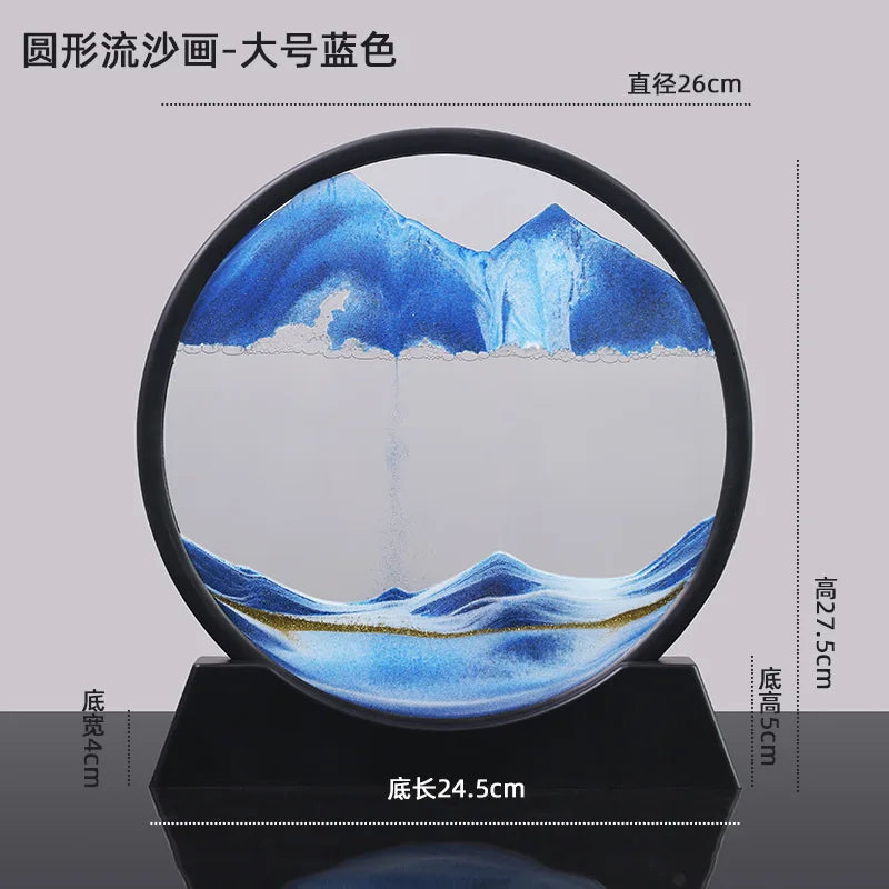 7/12inch Moving 3D Sand Art Picture Round Glass Hourglass Deep Sea Sandscape In Motion Display Flowing Sand Frame For home Decor
