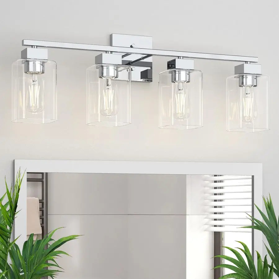 4 Light Bathroom Vanity Light Chrome Bathroom Light Fixtures Square Design amp UL Certification, 26 inch Square Bath Room Lights