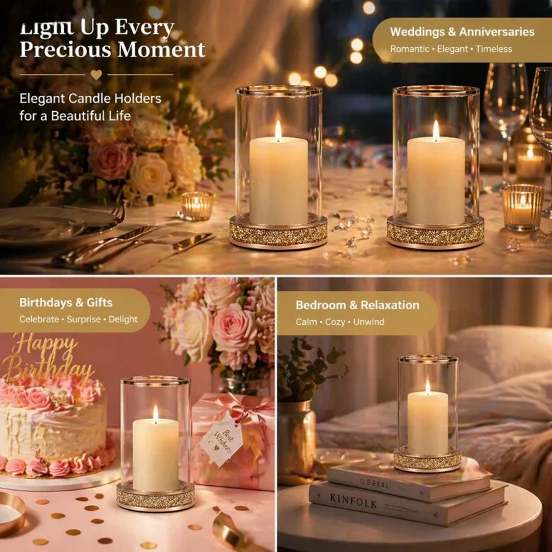 Contemporary Sparkling Hurricane Candle Holder For Weddings