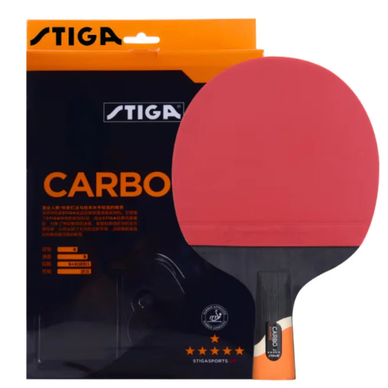 STIGA CARBO 6 Star Table Tennis Racket 5+2 Carbon Ping Pong Paddle for Advanced Fast Attack Both Side Non-sticky Rubbers