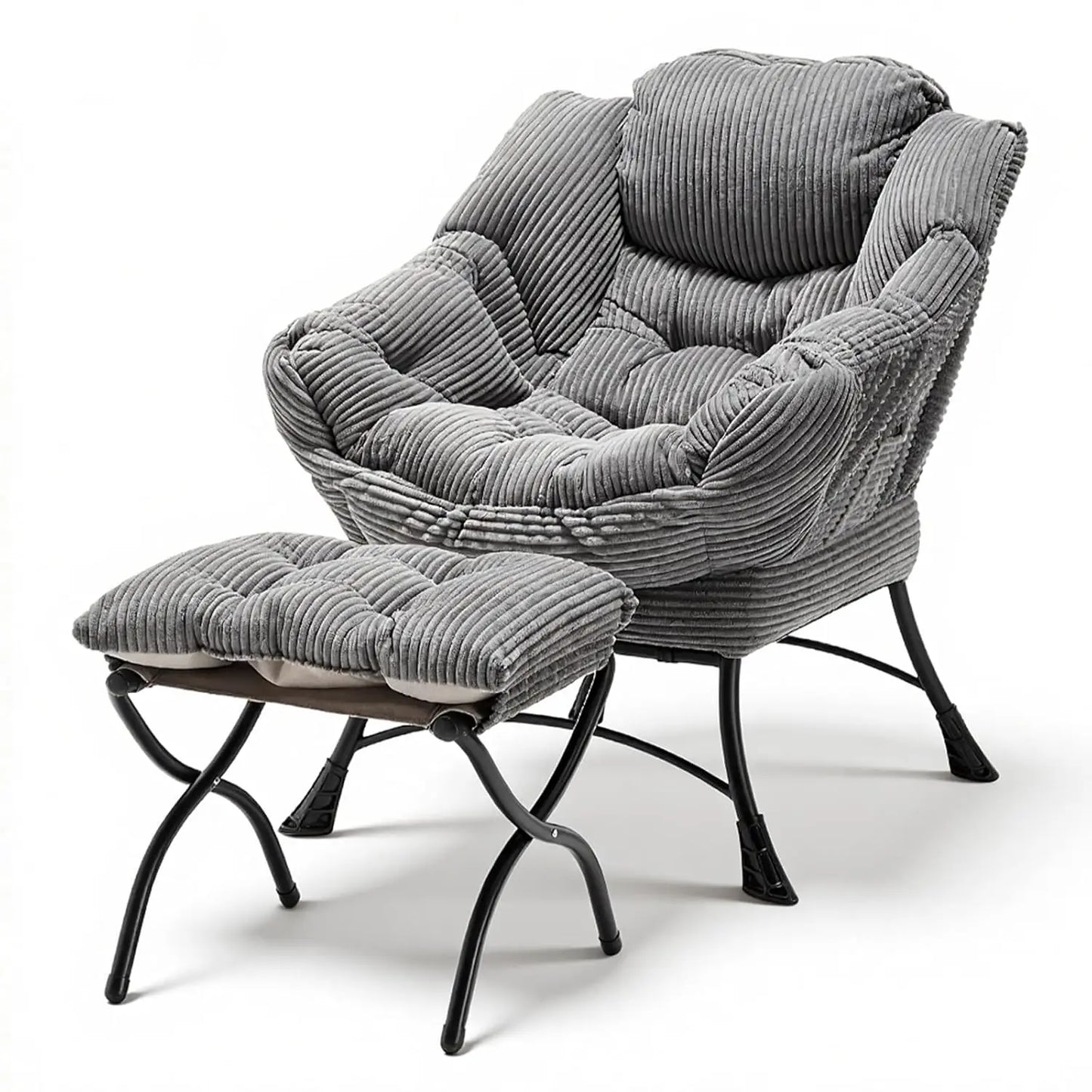 Oversized Lounge Chair & Ottoman Comfy Wide Reading Accent w/ Footrest Living Room Small Spaces White, Customized