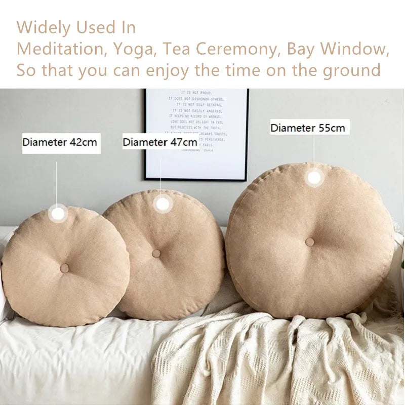 Floor Seat Pillow Solid Color Suitable for Meditation Yoga Round Seat Pads Mat Pouf Sofa Chair Bed Car Seat Pillows Cushions