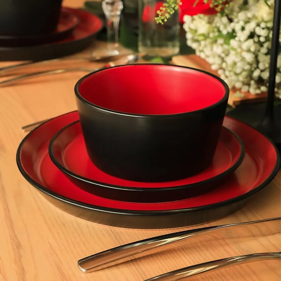Stoneware Dinnerware Set for Eight Plates and Bowls