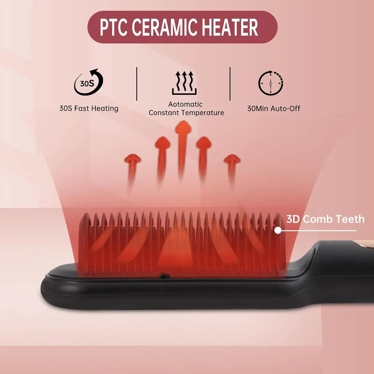 Negative Ionic Hair Straightener Brush Auto Shut Off