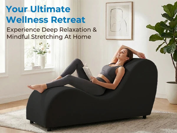 Velvet S-Shaped Yoga Chair for Adults, Modern Curved Chaise Lounge Chair for Exercise Stretching, Indoor Relaxation Yoga Chaise Lounge for Living Room