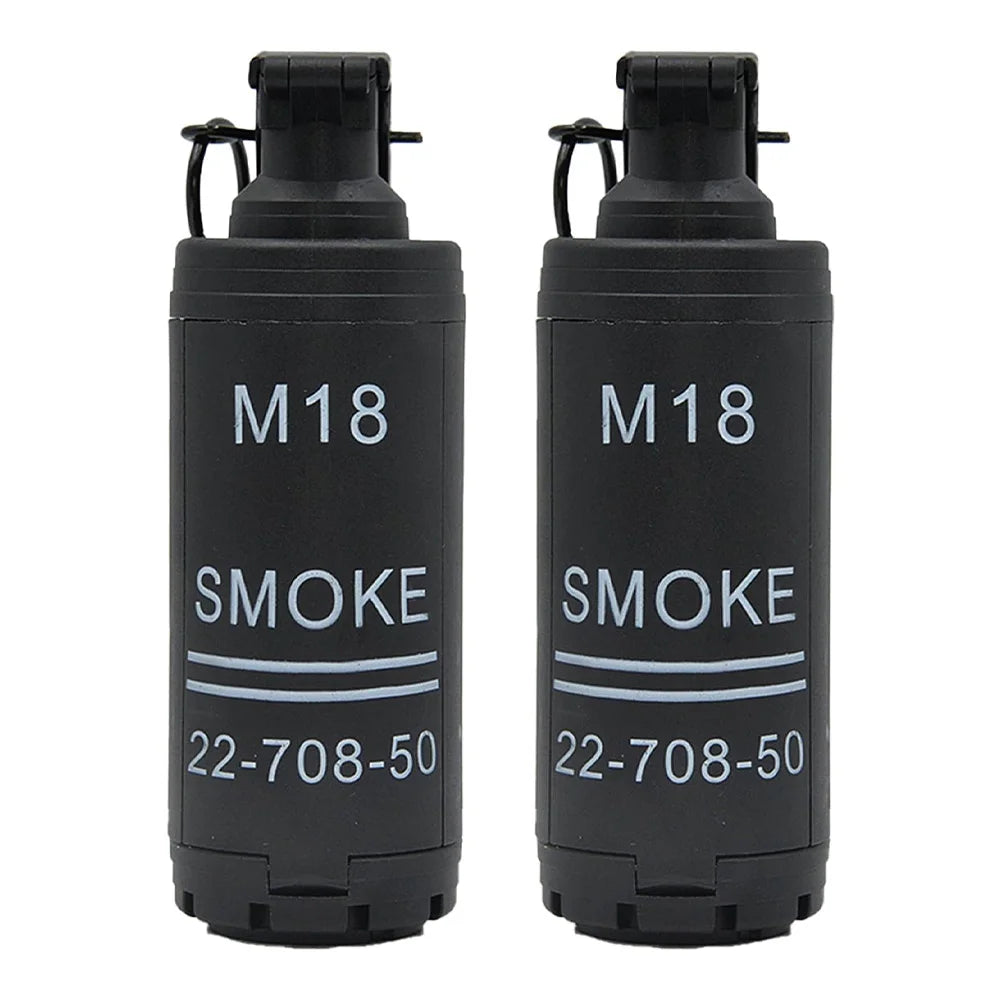 M18 Airsoft Grenade Toys 2Pcs Toy Hand Grenades Plastic CS Battle Game Tactical CS Grenade Pull Ring Toys Role Play Model Prop for Age 14+