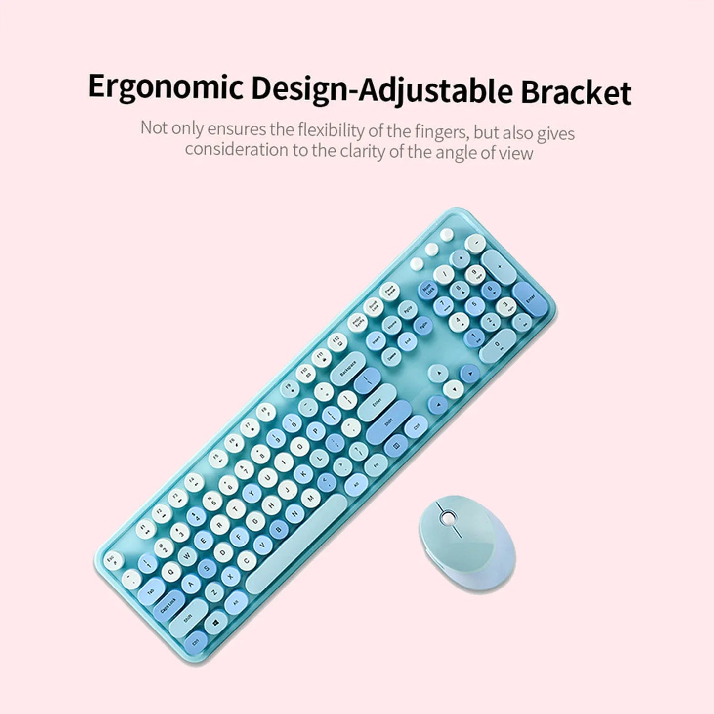 Mofii Sweet Keyboard Mouse Combo Mixed Color 2.4G Wireless Keyboard Mouse Set Circular Suspension Key Cap for PC Laptop Purple