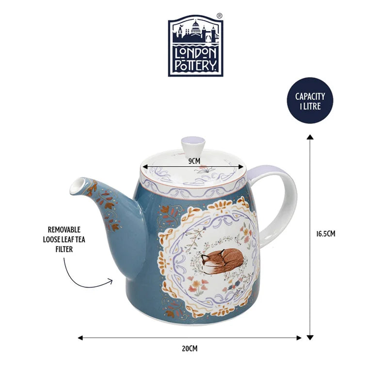 London Pottery Fox Teapot Set With Infuser For Tea