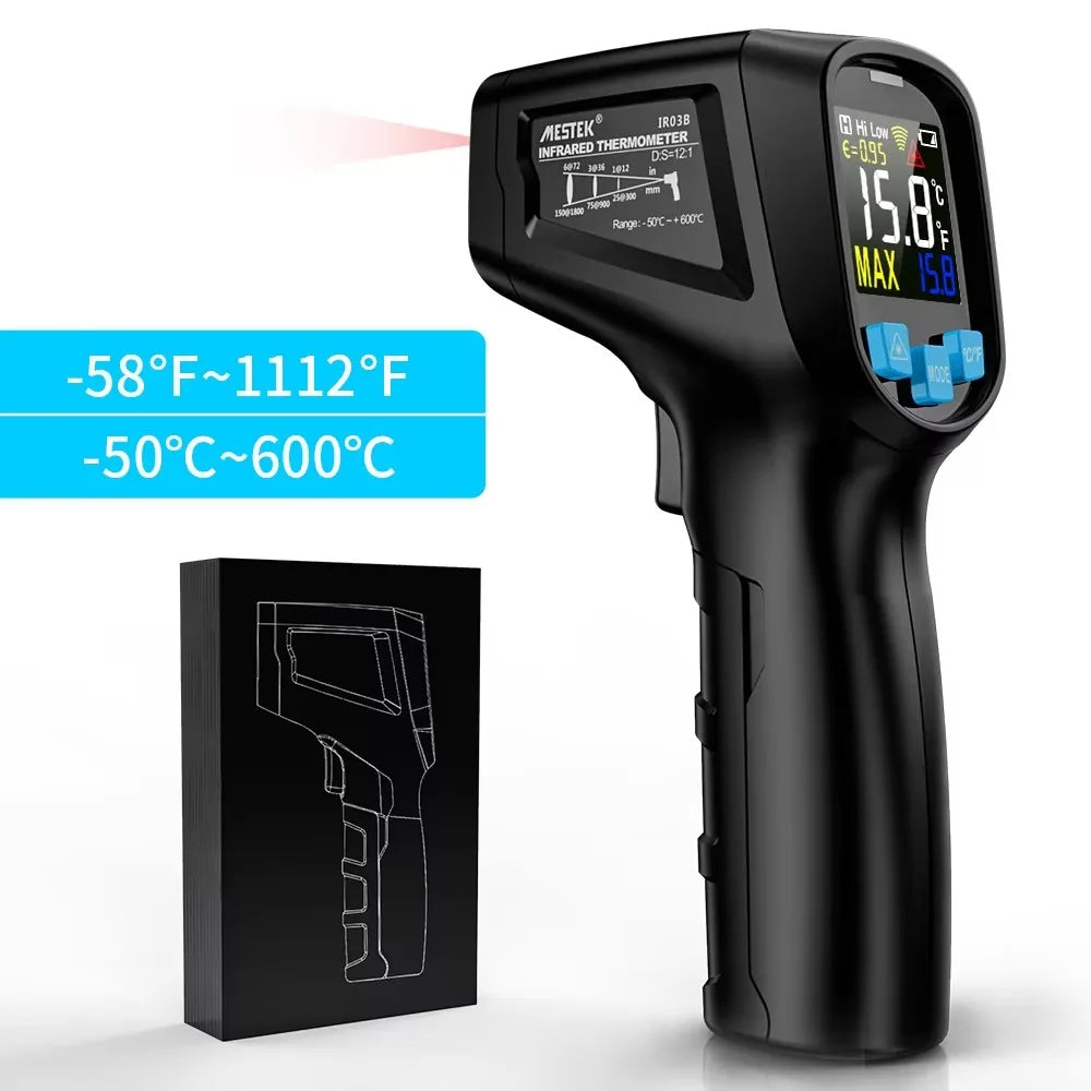 -50 to 400 Degree Mestek Digital Infrared Thermometer Laser Temperature Meter Non-contact Pyrometer Hygrometer IR Thermometer