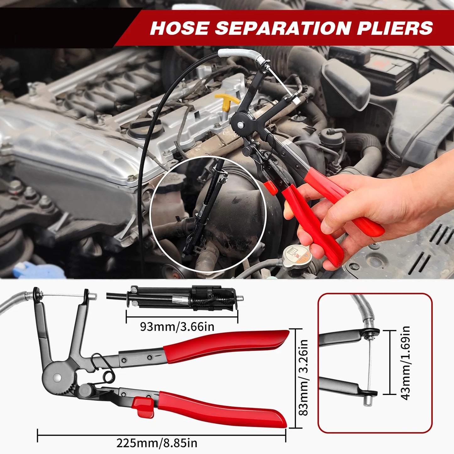 Hose Clamp Pliers Set Long Reach Swivel Jaw Flat Band Plier For Car Truck Fuel Oil Water Pipe Disassembly Auto Motorcycle Tool