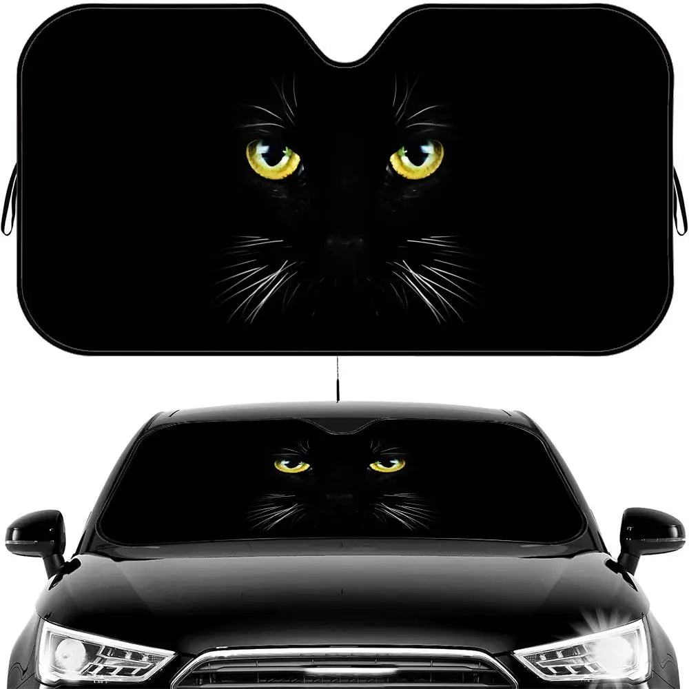 Black Cat Eye Sun Visor Car Windshield Sun Shade UV Protection Heat Insulation Cover Universal  Sun Protector