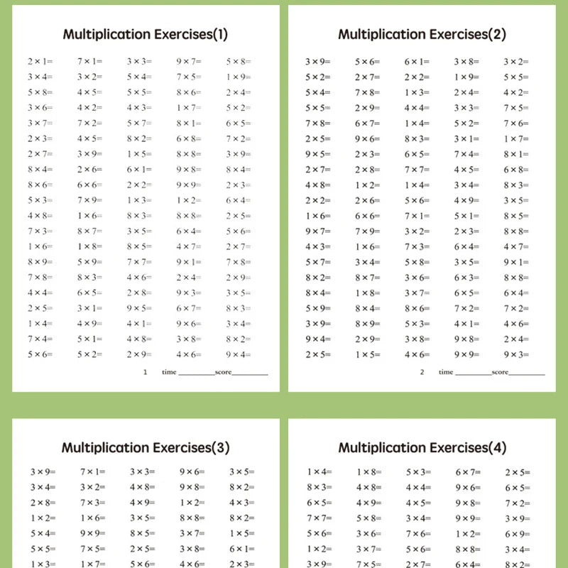 Multiplication and division workbook, math practice book, improve calculation skills, educational tool for brain development