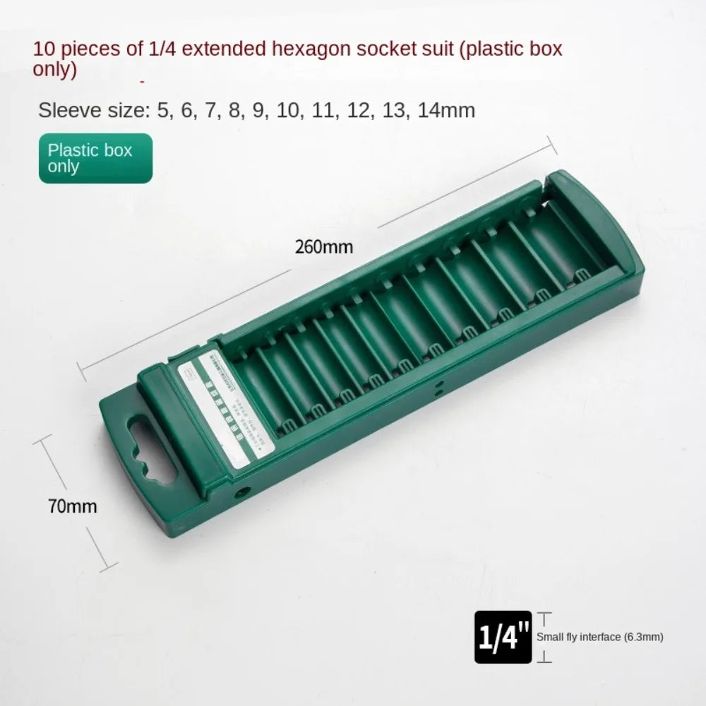 New 1/4" 3/8" 1/2" Wrench Storage Box ABS Plastic Green Socket Organizer Box Socket Wrenchs Holder Socket Storage Tool 6Sizes