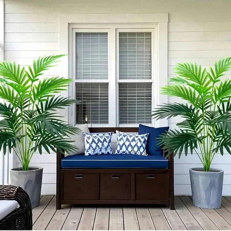 70-120cm Large Artificial Palm Tree Tropical Green Leaves Fake Plants Plastic Monstera Faux Tree Branch for Home Kitchen Decora