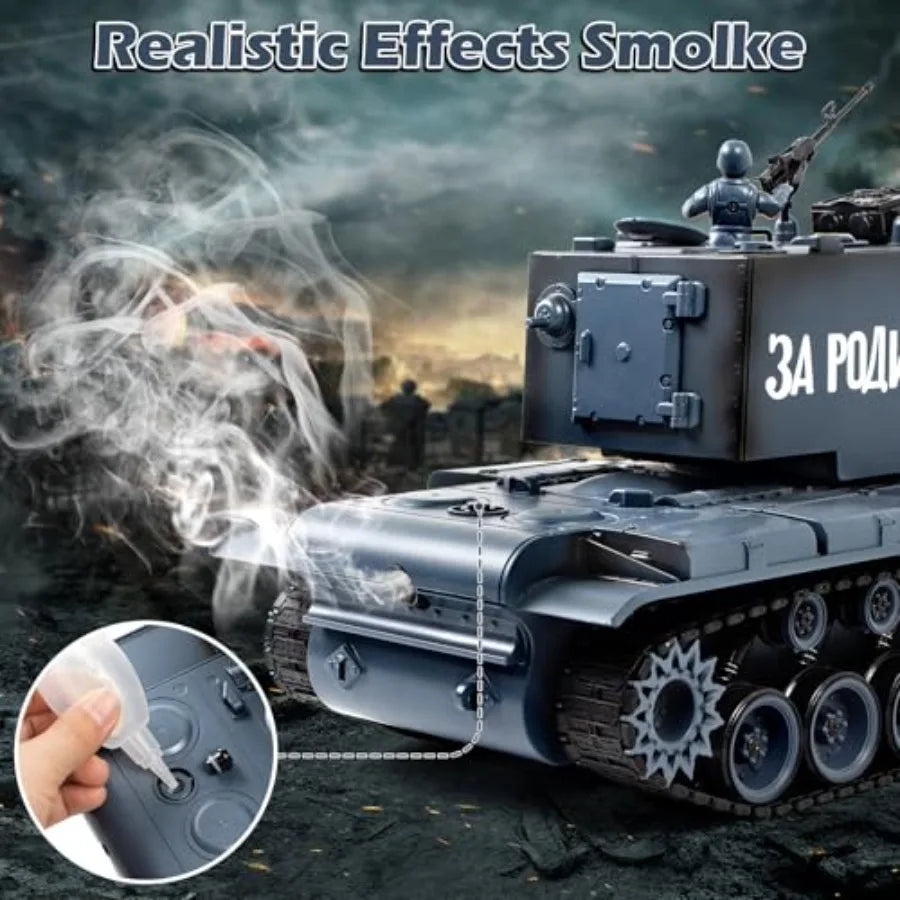 1:18 RC Tank for Adult and Kid 2.4G Soviet Union KV2 Model Toys RC Vehicle Tank That Shoots BBS with Smoke Lights Sound and Rec