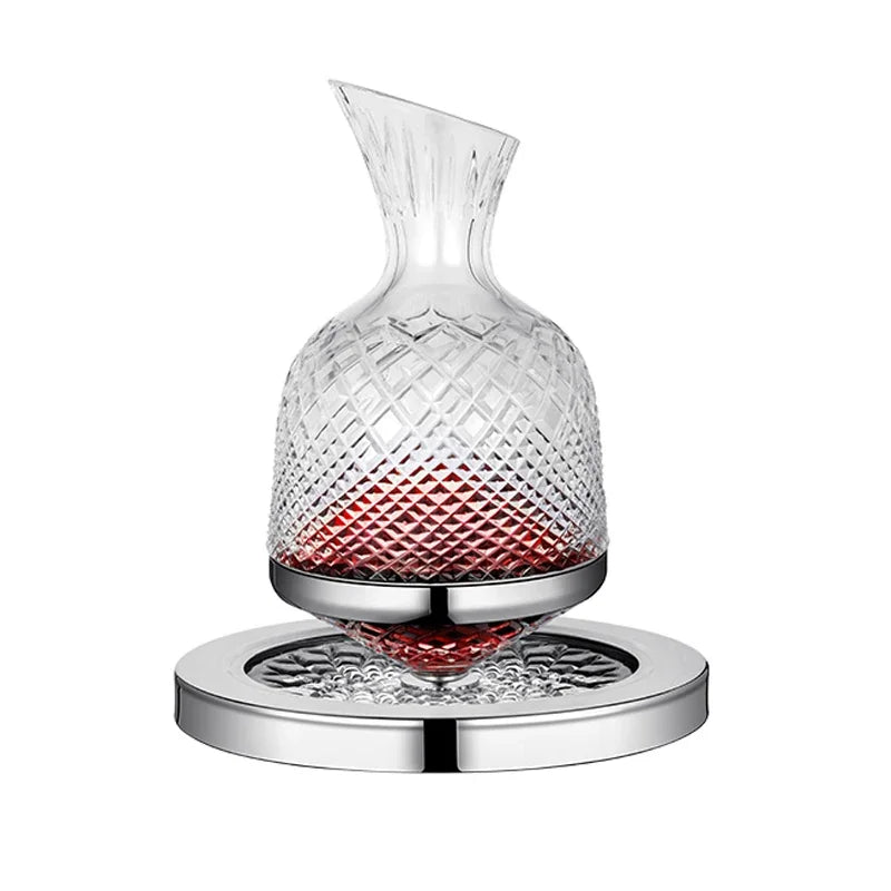 Spinning Crystal Red Wine Decanter, 360 ° Rotating Decanters, Lead-free Glass, Wine Accessories, 1500ml